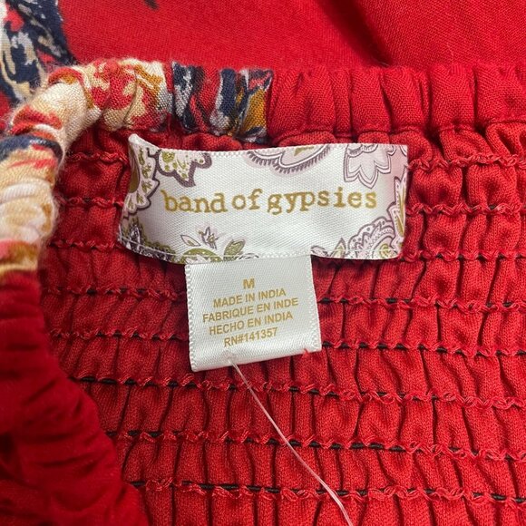 Band Of Gypsies Womens Red Floral Lace-Up Maxi Dress Off Shoulder Sz M - New - Picture 5 of 10